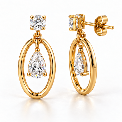 MISSISSI Pear Orbit lab-grown diamond earrings in 14K yellow gold, side gallery