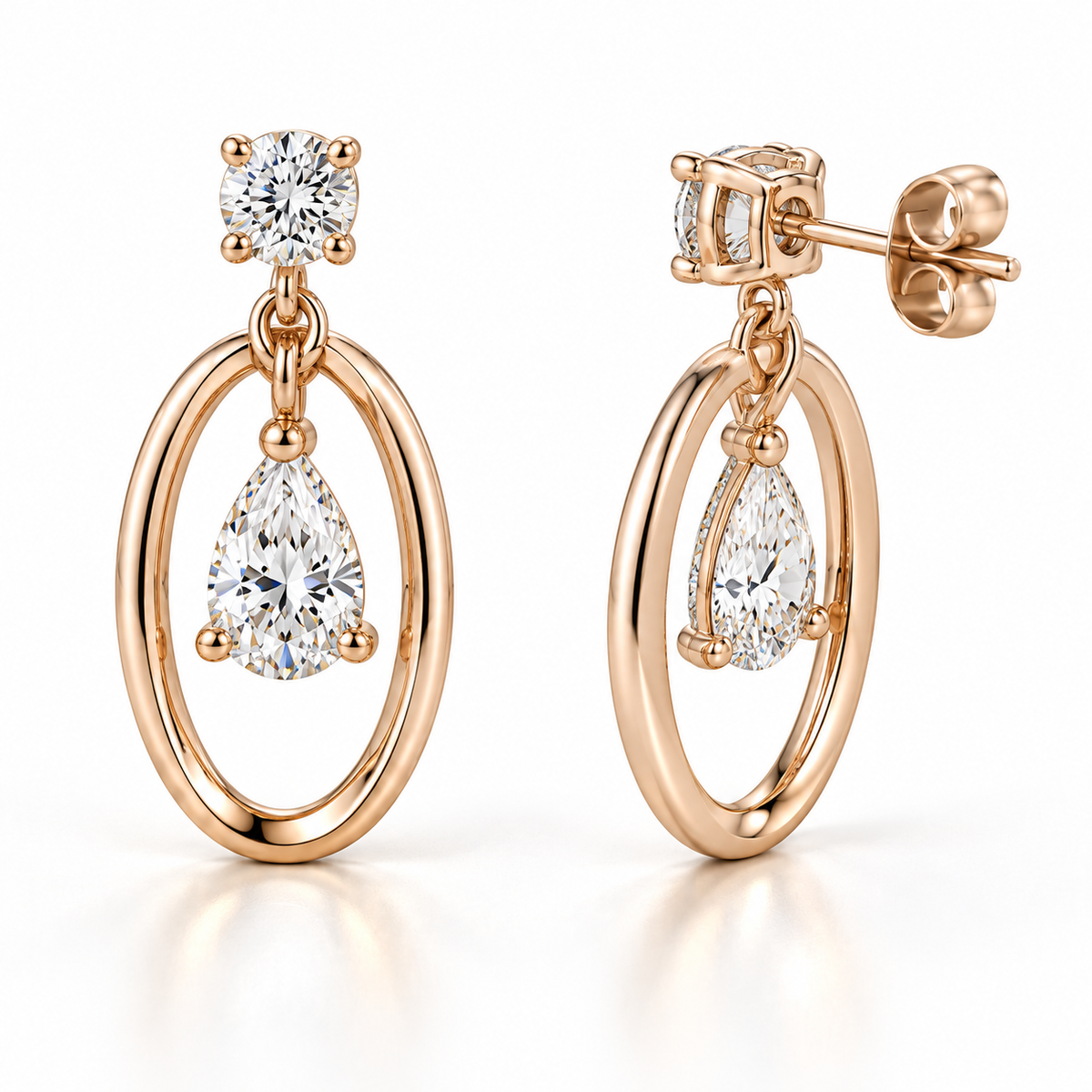 MISSISSI Pear Orbit lab-grown diamond earrings in 14K pale champagne rose gold, side gallery
