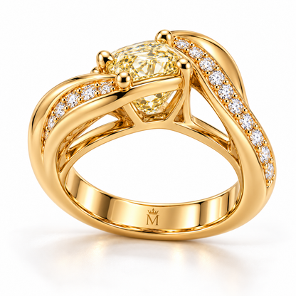 MISSISSI Cushion Spiral lab-grown diamond ring in 14K yellow gold, side gallery