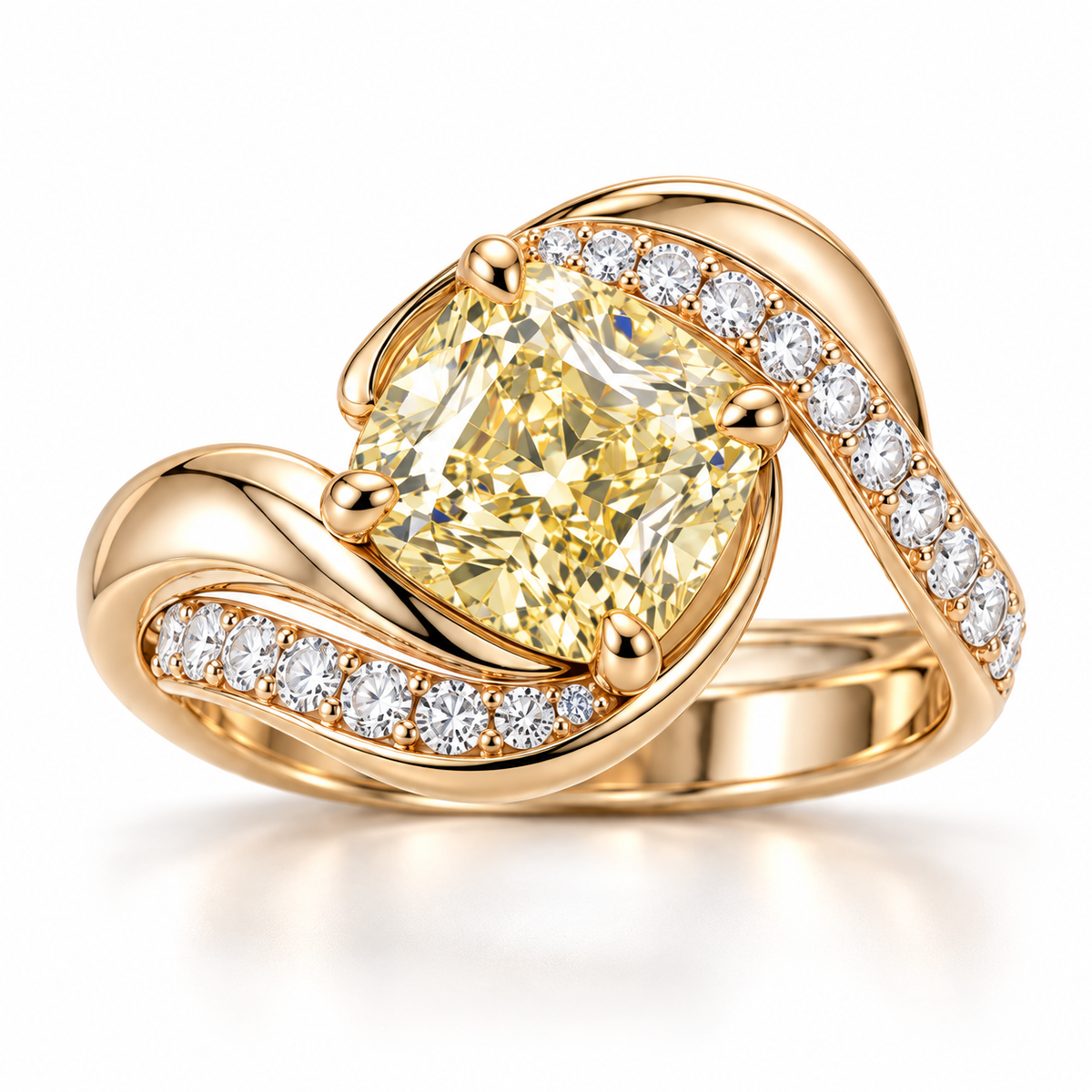 MISSISSI Cushion Spiral lab-grown diamond ring in 14K pale champagne rose gold, hero