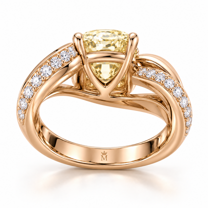 MISSISSI Cushion Spiral lab-grown diamond ring in 14K pale champagne rose gold, side gallery