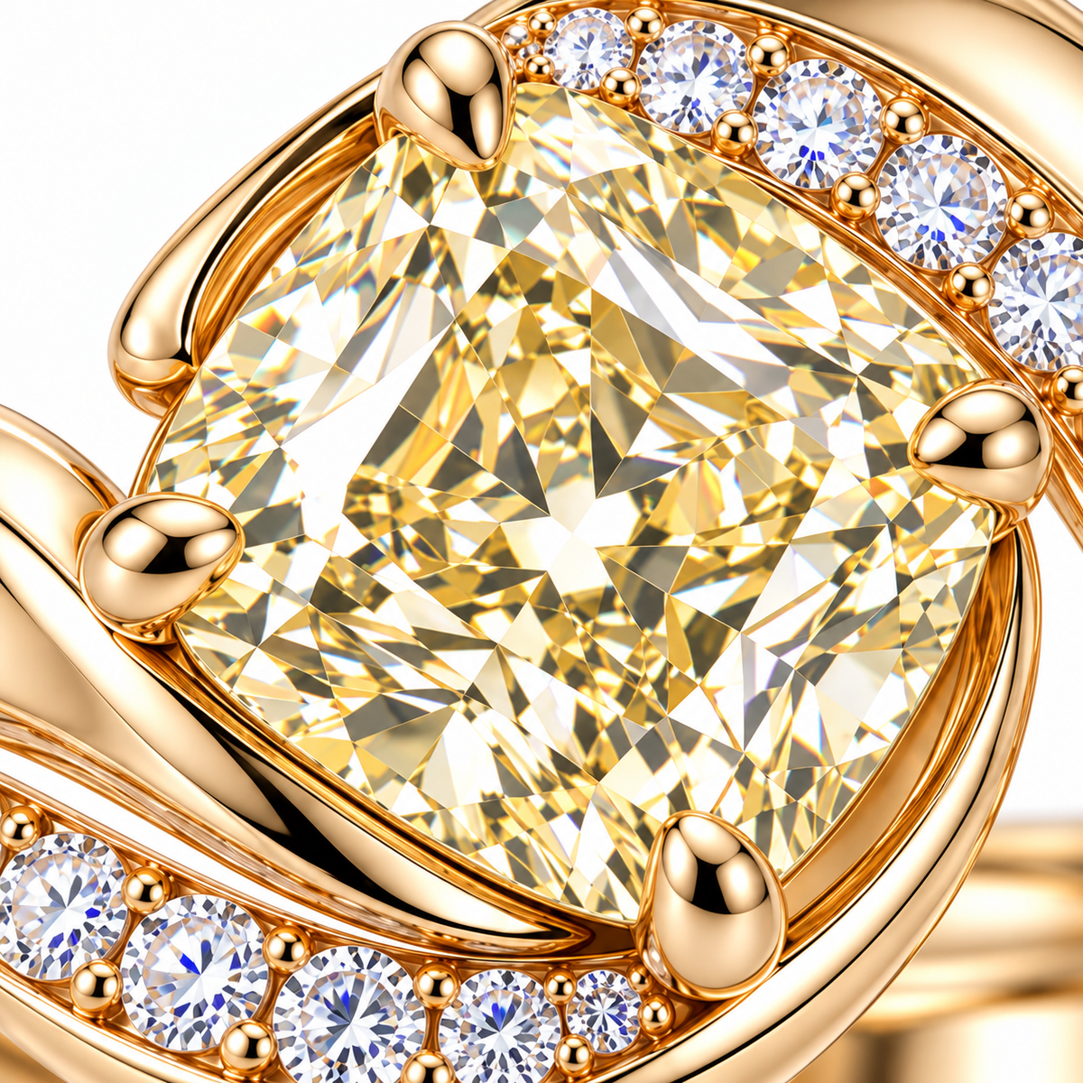 MISSISSI Cushion Spiral lab-grown diamond ring in 14K pale champagne rose gold, macro detail
