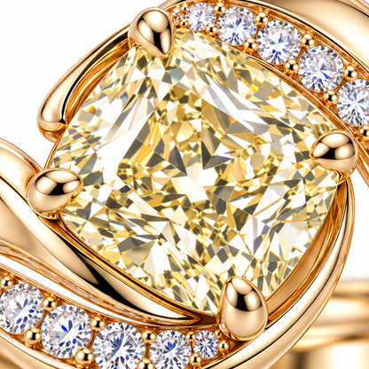 MISSISSI Cushion Spiral lab-grown diamond ring in 14K pale champagne rose gold, macro detail