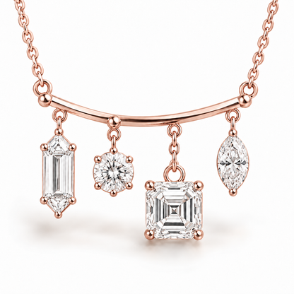 MISSISSI Diamond Mobile Mixed-Cut Lab-Grown Diamond Necklace design visualization in pale rose gold, front view