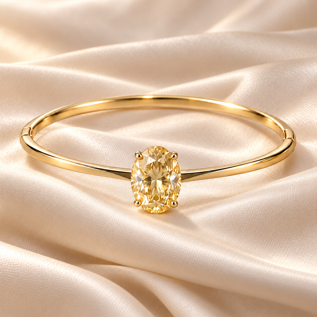 YB06 yellow diamond bangle design visualization, champagne silk setting