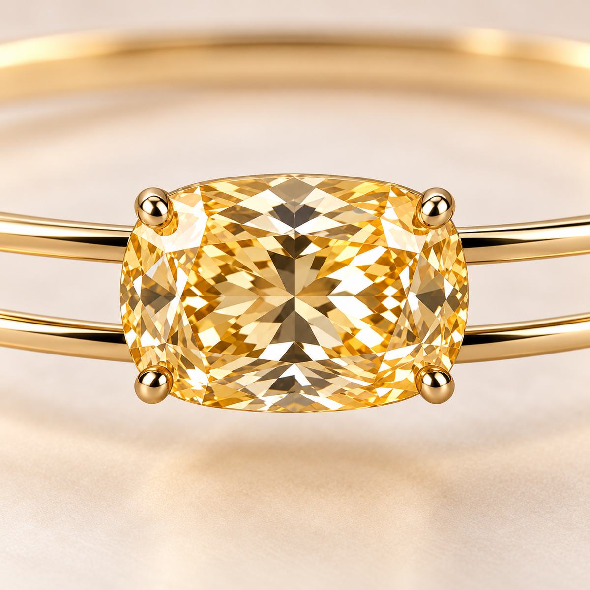YB07 yellow diamond bangle design visualization, gemstone and setting close-up
