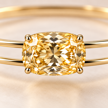 YB07 yellow diamond bangle design visualization, gemstone and setting close-up