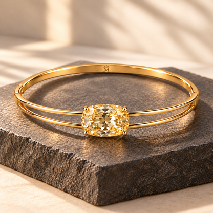 MISSISSI YB07 yellow diamond bangle with crown and M inner engraving. Design visualization.