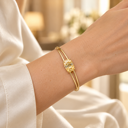 YB07 yellow diamond bangle, fair skin wearer design visualization