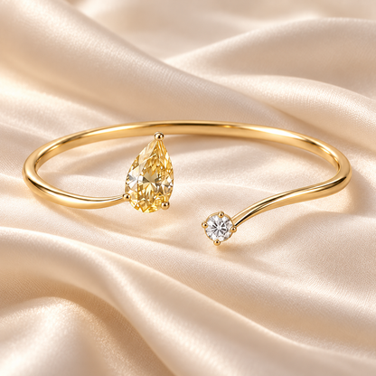 YB08 yellow diamond bangle design visualization, champagne silk setting
