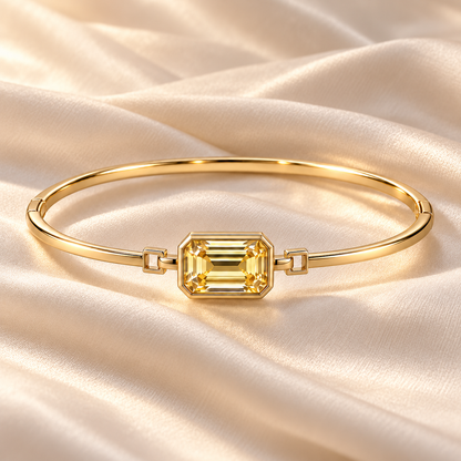 YB09 yellow diamond bangle design visualization, champagne silk setting