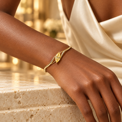 YB10 yellow diamond bangle, deep brown skin wearer design visualization