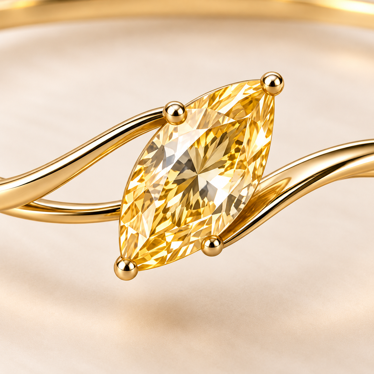YB10 yellow diamond bangle design visualization, gemstone and setting close-up