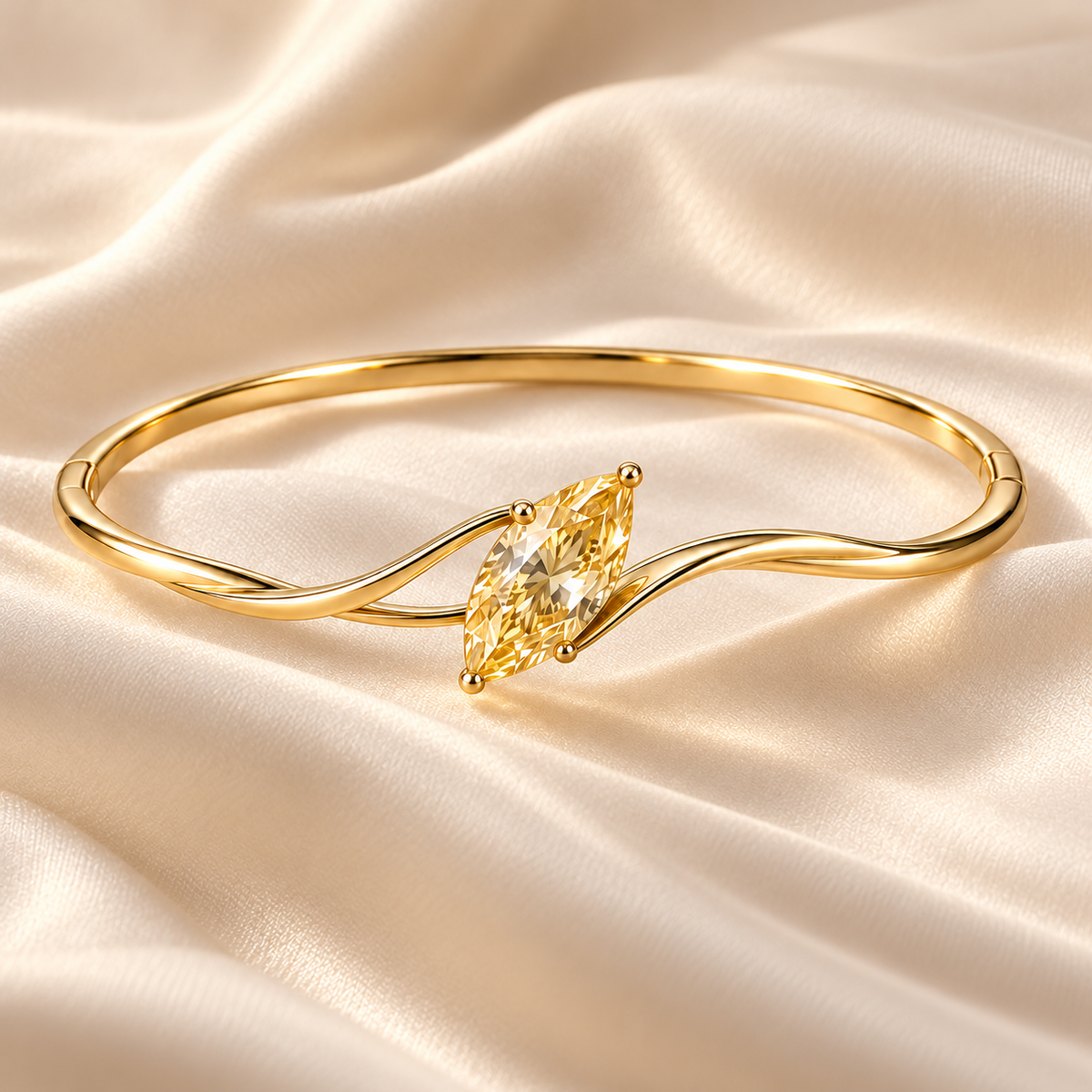 YB10 yellow diamond bangle design visualization, champagne silk setting
