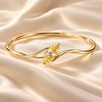 YB10 yellow diamond bangle design visualization, champagne silk setting