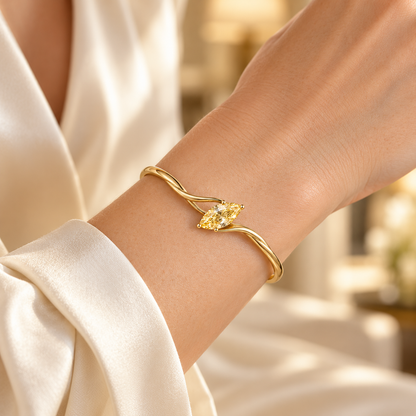 YB10 yellow diamond bangle, fair skin wearer design visualization