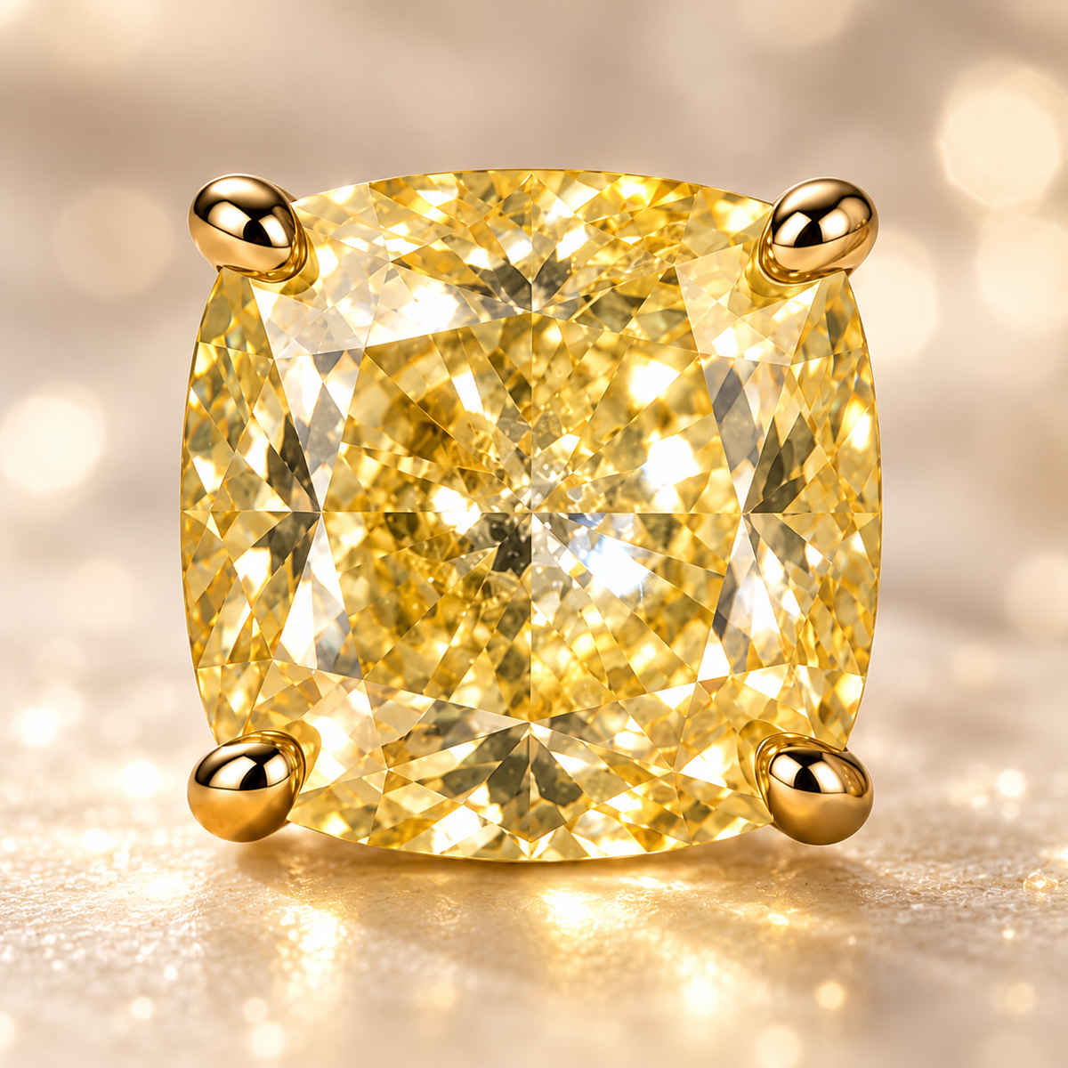 Design visualization of MISSISSI YE01 yellow lab-grown diamond earrings, gemstone and setting detail