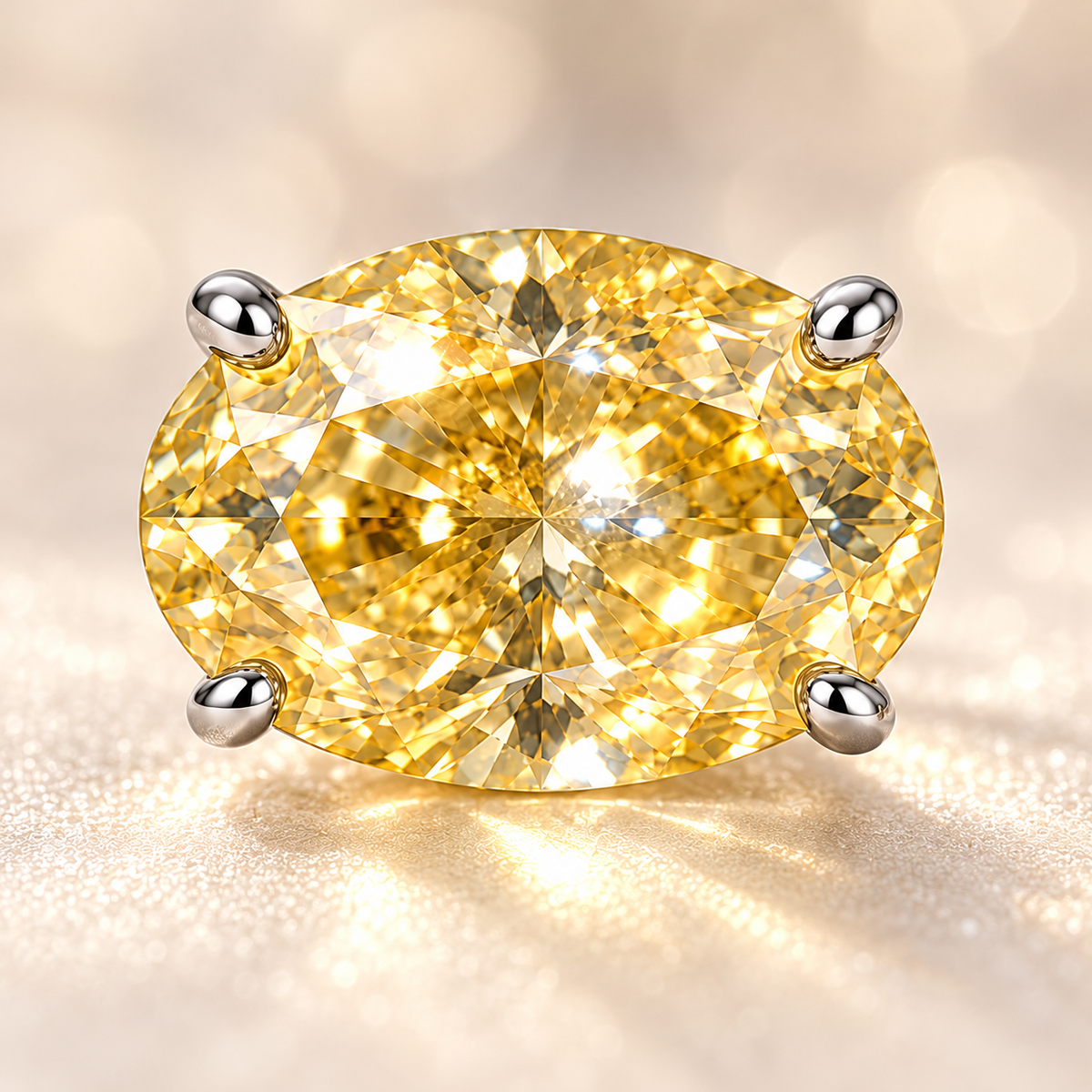 Design visualization of MISSISSI YE04 yellow lab-grown diamond earrings, gemstone and setting detail