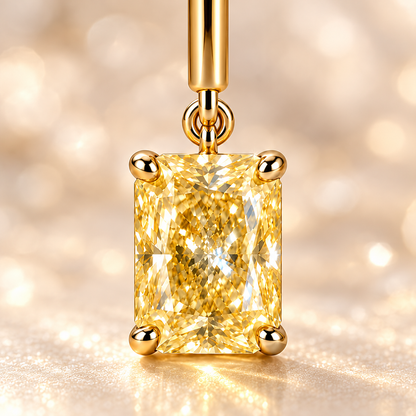 Design visualization of MISSISSI YE05 yellow lab-grown diamond earrings, gemstone and setting detail