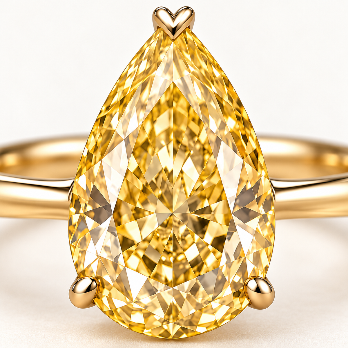 MISSISSI YR08 yellow lab-grown diamond ring, macro view of the yellow center and visible gold setting. Design visualization.