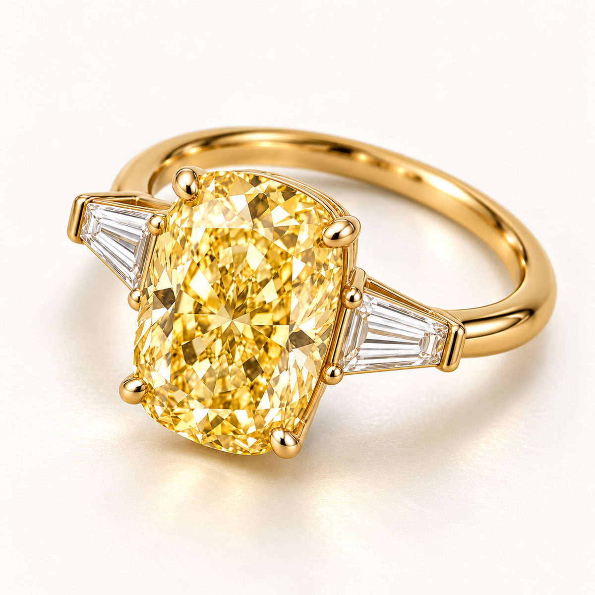 MISSISSI YR09 yellow lab-grown diamond ring in three-quarter view; design visualization