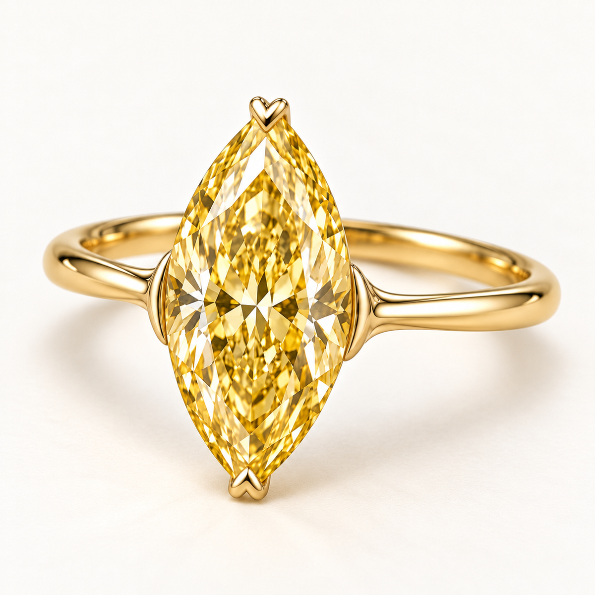 MISSISSI YR10 yellow lab-grown diamond ring, shallow oblique whole-ring view. Design visualization.