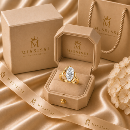 AI design visualization of Moonbay Oval Lab-Grown Diamond Ring — packaging visualization