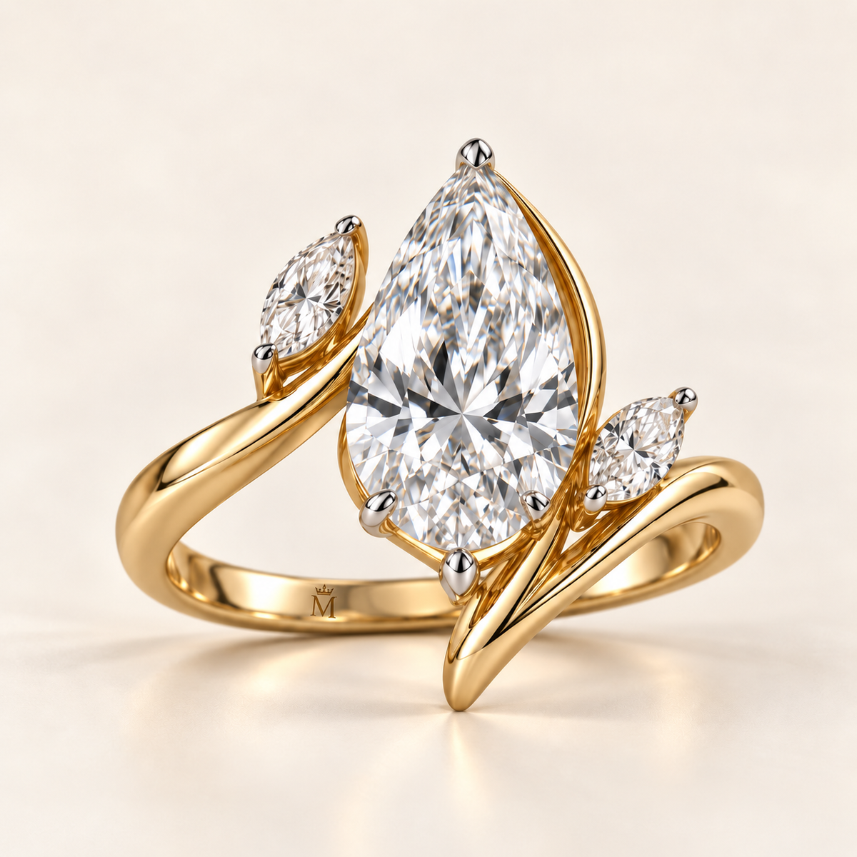 AI design visualization of New Sprig Pear Lab-Grown Diamond Ring — hero