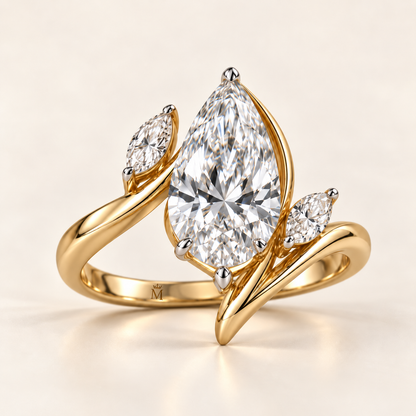AI design visualization of New Sprig Pear Lab-Grown Diamond Ring — hero