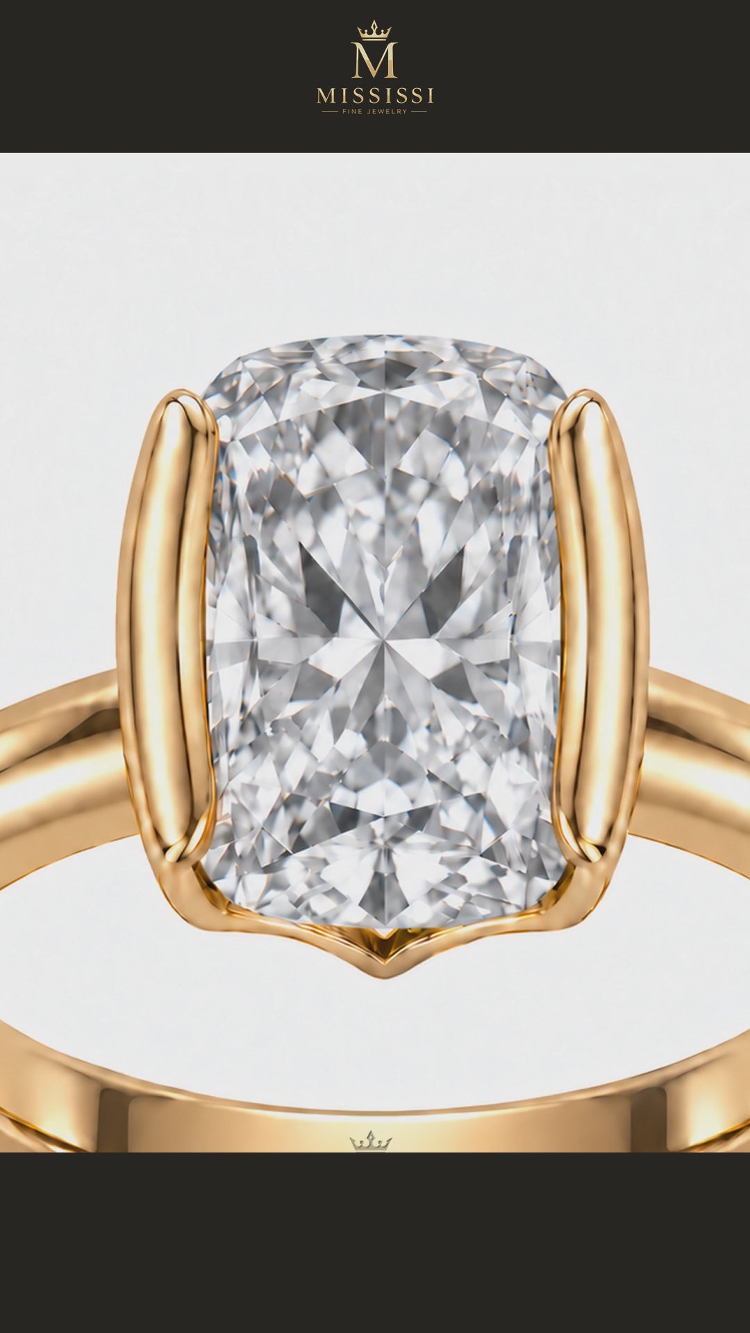 MISSISSI R045-EMBRACE-5-CT-ELONGATED-CUSHION-CUT — 12-second design film with English narration and captions — Remaining Collection Batch 3