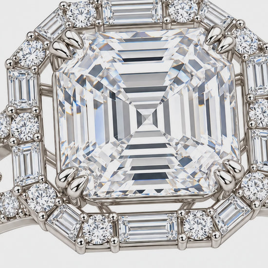 MISSISSI R059-GLACIAL-ROSETTE-7-CT-WHITE-ASSCHER — 12-second design film with English narration and captions — Remaining Collection Batch 3
