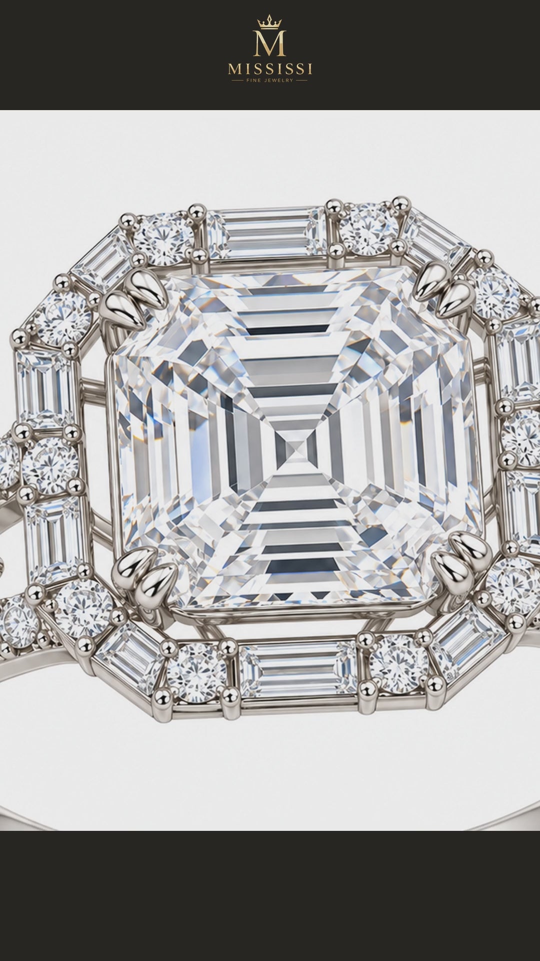 MISSISSI R059-GLACIAL-ROSETTE-7-CT-WHITE-ASSCHER — 12-second design film with English narration and captions — Remaining Collection Batch 3