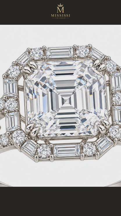 MISSISSI R059-GLACIAL-ROSETTE-7-CT-WHITE-ASSCHER — 12-second design film with English narration and captions — Remaining Collection Batch 3