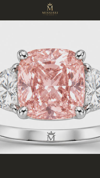 MISSISSI R087-ROSEHAVEN-CUSHION-THREE-STONE-PINK — 12-second design film, English narration and captions — overnight-128-20261014