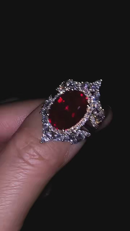 6-Carat Cultivated Ruby & Diamond Ring Set - 3-Piece Luxury Stackable Bridal Set in 14K Gold 18KGold