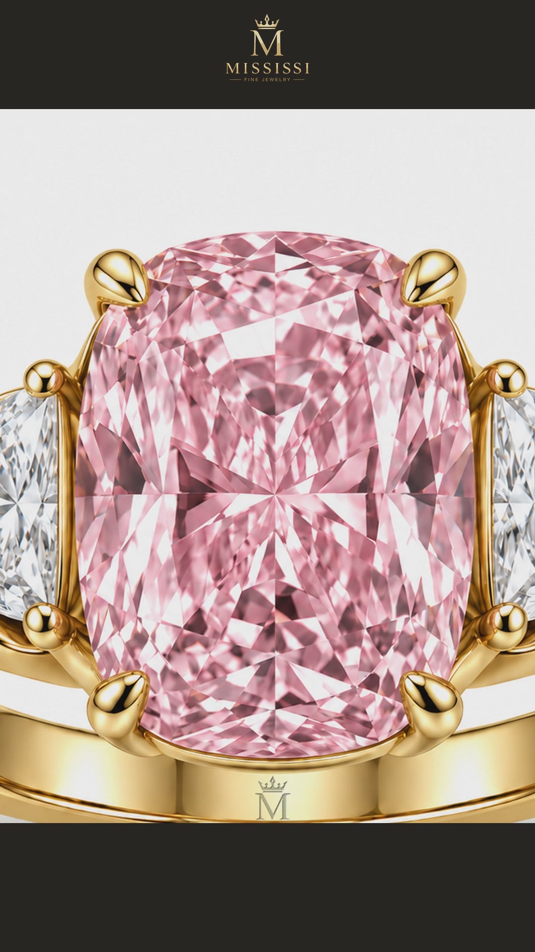 MISSISSI R051-BLUSH-MERIDIAN-7-CT-PINK-CUSHION-CUT — 12-second design film with English narration and captions — Remaining Collection Batch 3