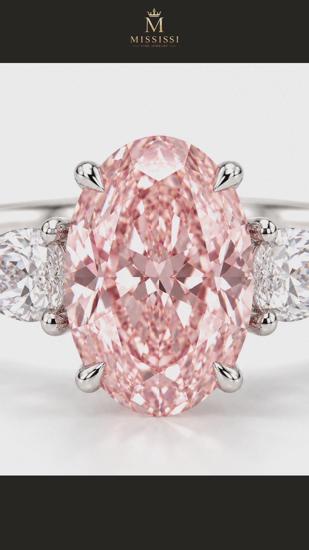 MISSISSI R093-ROSEMERE-OVAL-THREE-STONE-PINK — 12-second design film, English narration and captions — overnight-128-20261014