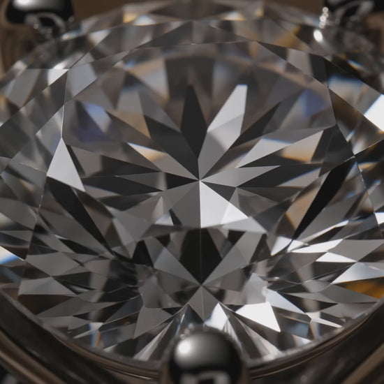 MISSISSI Round brilliant Six-prong tulip solitaire ring advertisement. AI-generated design concept with champagne packaging.
