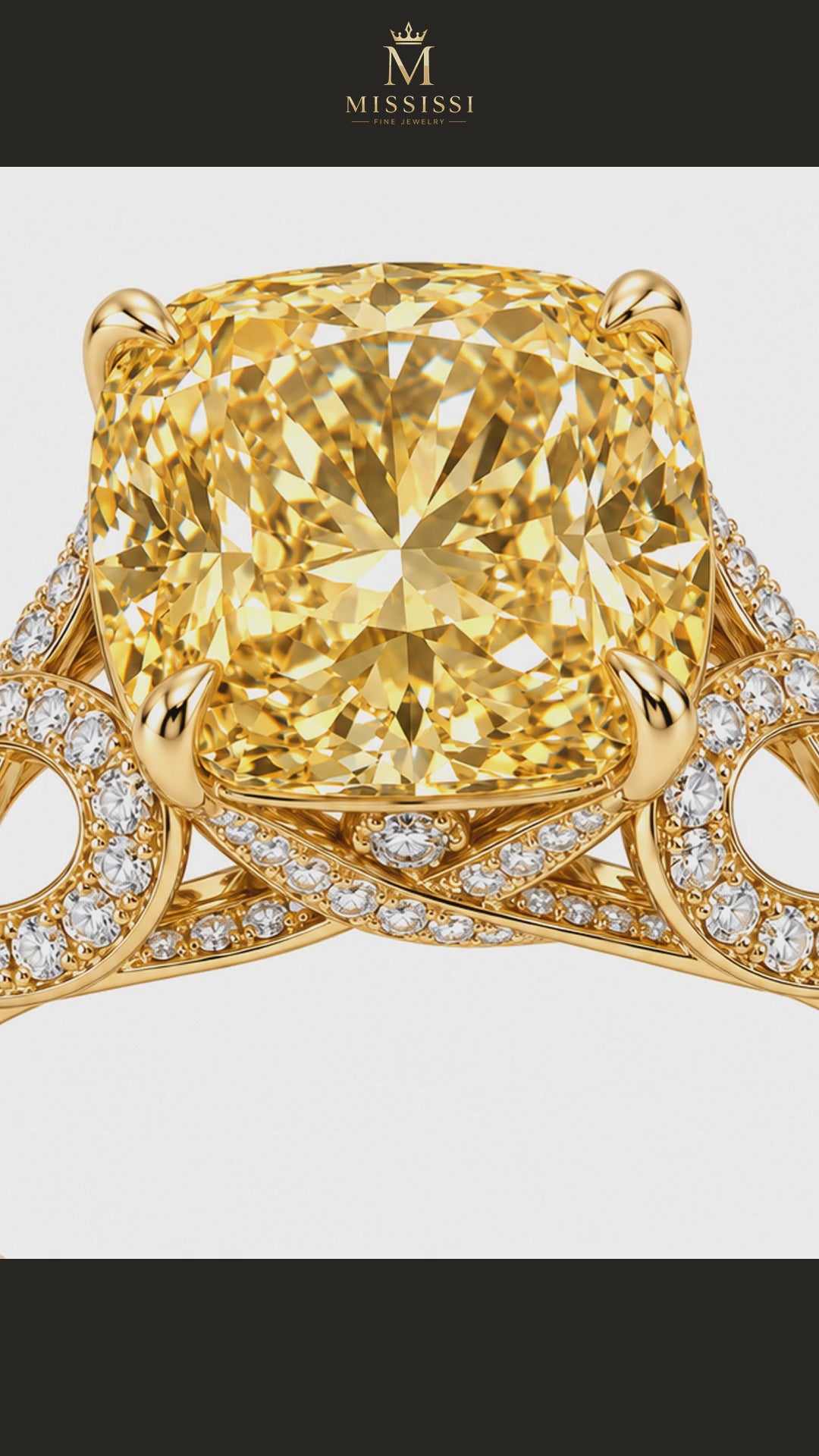MISSISSI R056-GOLDEN-ARABESQUE-8-CT-YELLOW-CUSHION — 12-second design film with English narration and captions — Remaining Collection Batch 3