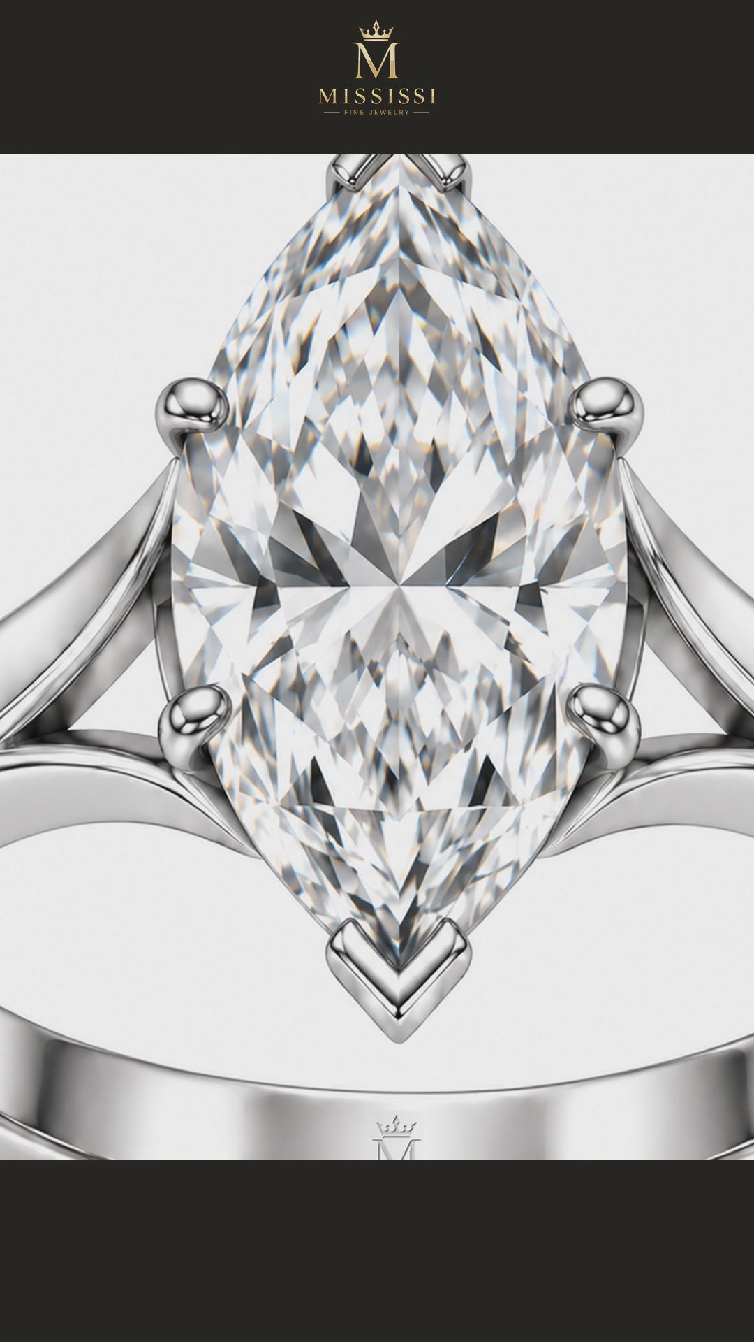 MISSISSI R035-SILHOUETTE-5-CT-MARQUISE-CUT — 12-second design film with English narration and captions — Remaining Collection Batch 2
