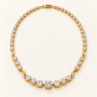 AI design visualization of Ripplelight Graduated Lab-Grown Diamond Line Necklace — full flat lay