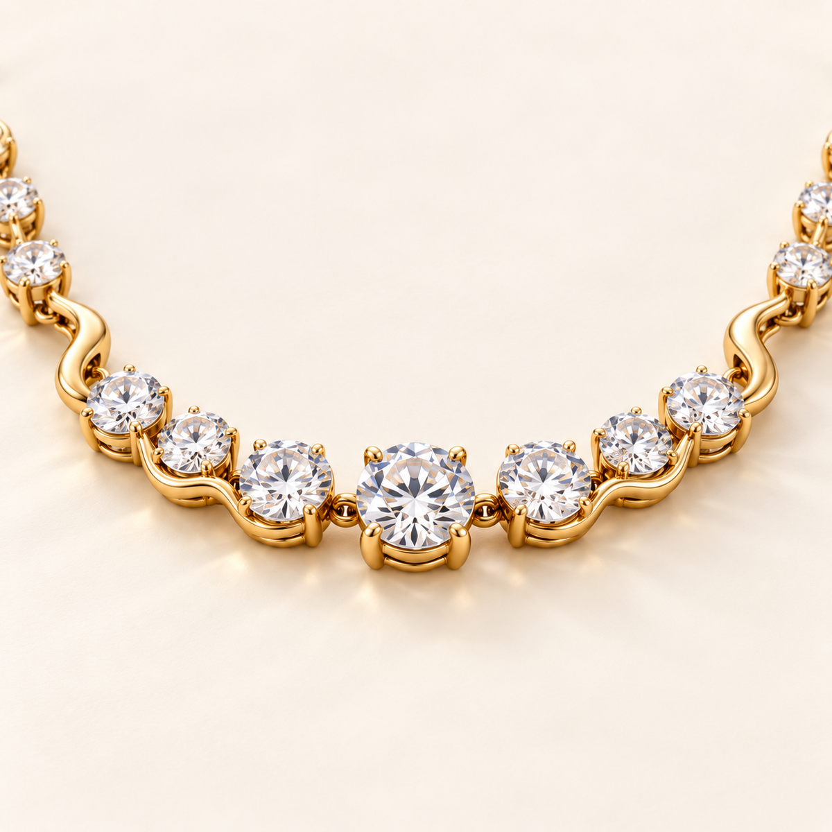 AI design visualization of Ripplelight Graduated Lab-Grown Diamond Line Necklace — center detail