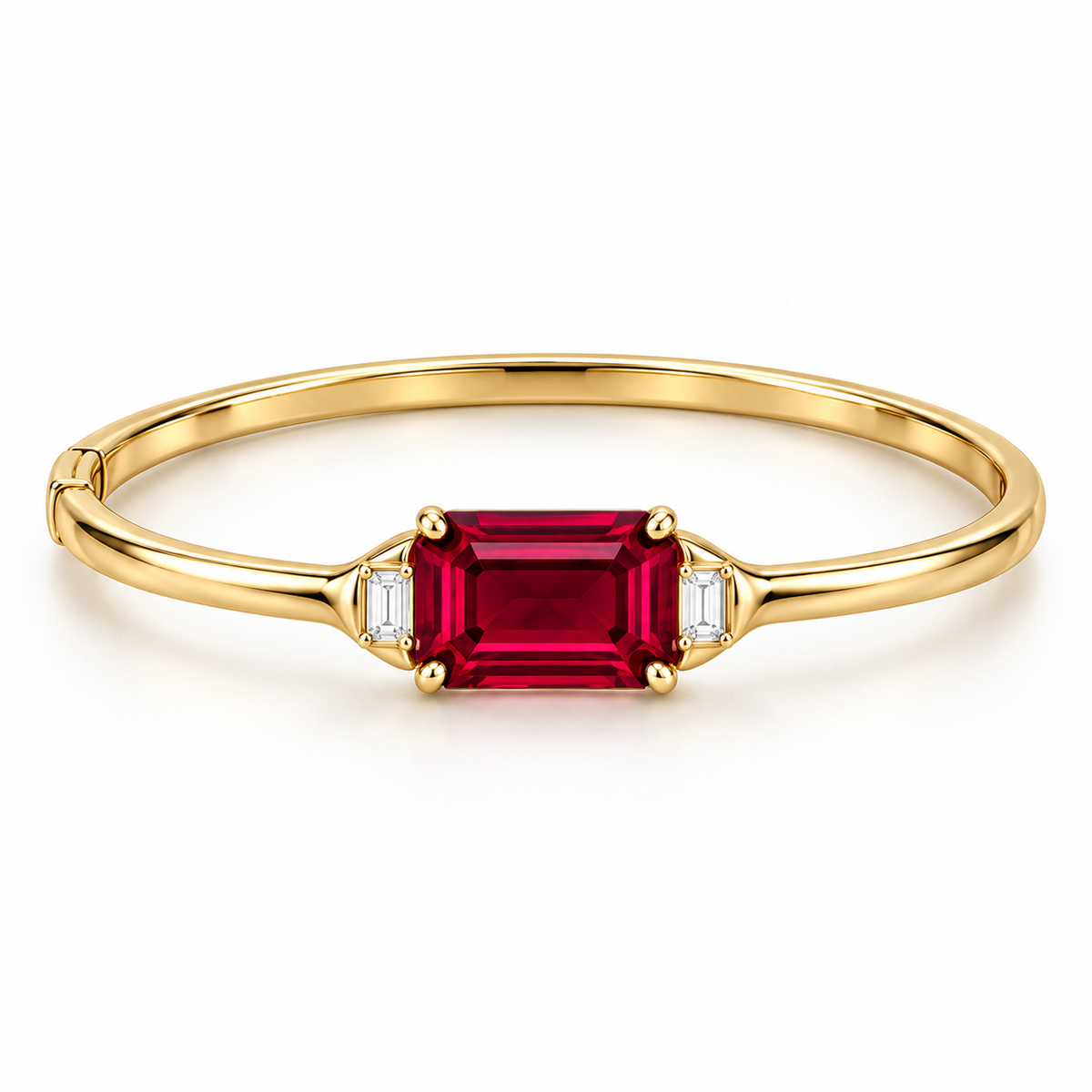 MISSISSI Crimson Span Lab-Grown Ruby & Diamond Bangle, main view; design visualization