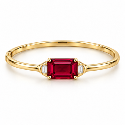 MISSISSI Crimson Span Lab-Grown Ruby & Diamond Bangle, main view; design visualization