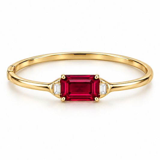 MISSISSI Crimson Span Lab-Grown Ruby & Diamond Bangle, main view; design visualization