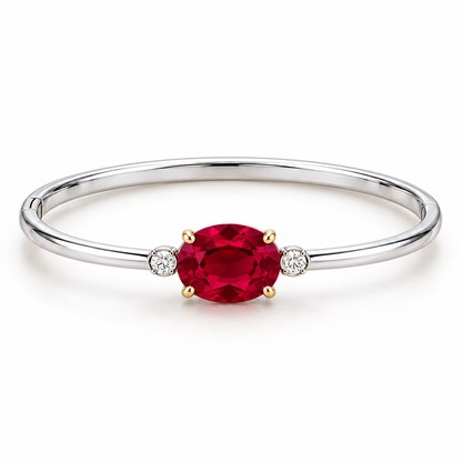 MISSISSI Ruby Duality Lab-Grown Ruby & Diamond Bangle, main view; design visualization