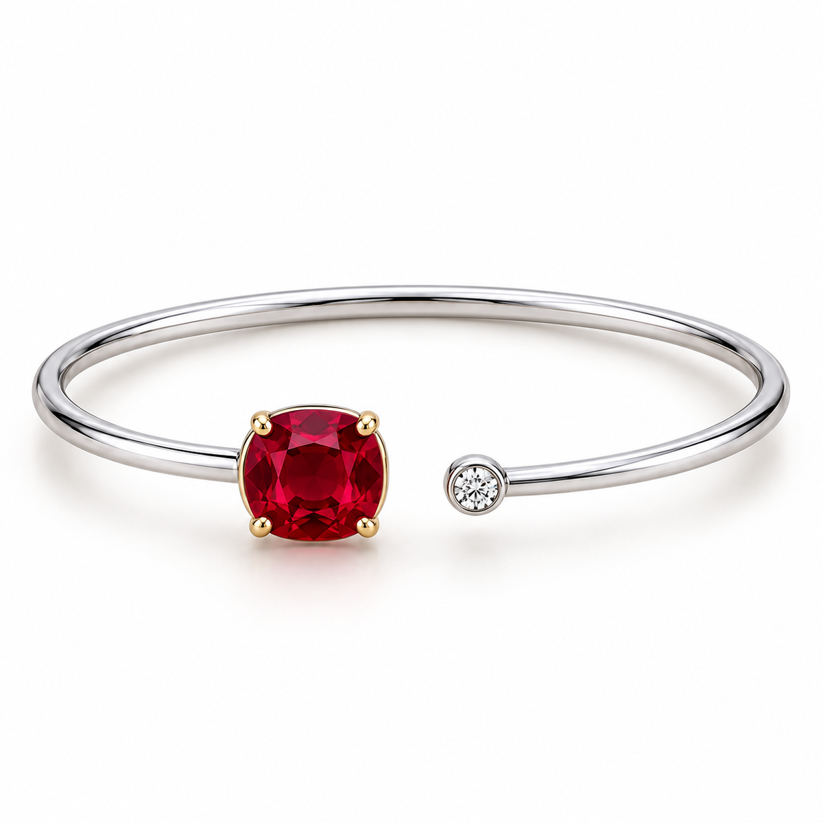 MISSISSI Scarlet Encounter Lab-Grown Ruby & Diamond Bangle, main view; design visualization