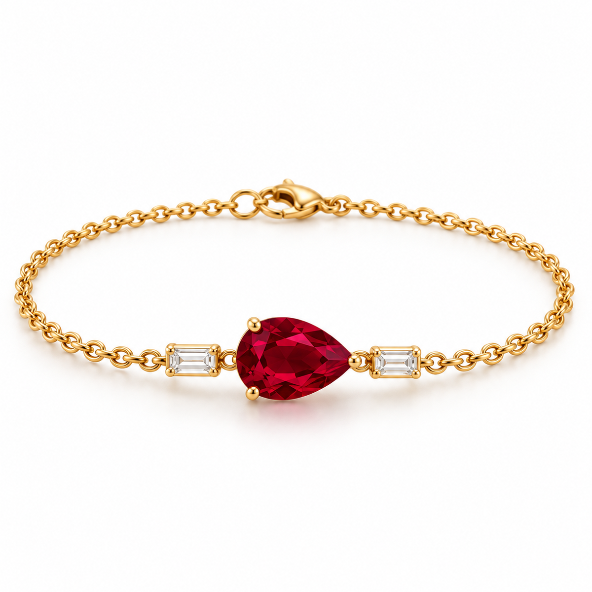 MISSISSI Ruby Stream Lab-Grown Ruby & Diamond Bracelet, main view; design visualization