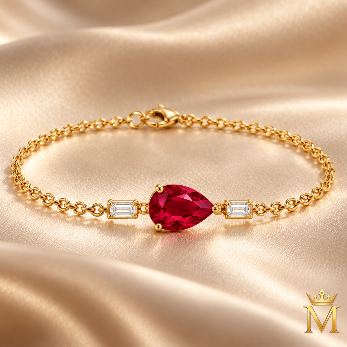 MISSISSI Ruby Stream Lab-Grown Ruby & Diamond Bracelet, three-quarter view; design visualization