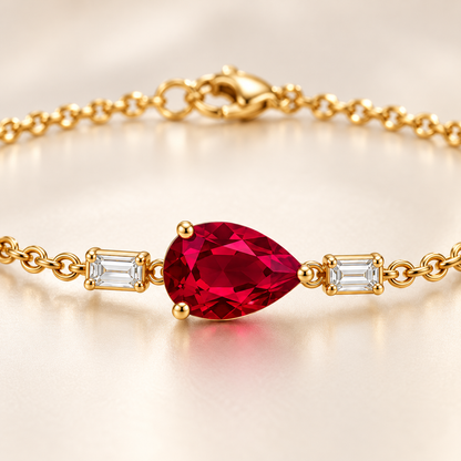 MISSISSI Ruby Stream Lab-Grown Ruby & Diamond Bracelet, close gemstone detail; design visualization